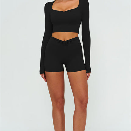 The Lushness Long Sleeve Crop top Shorts 2-Piece Set