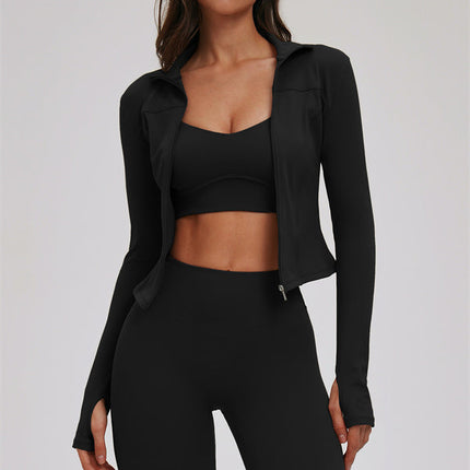 The Kinetic Zip Jacket Cross Back Sports Bra Leggings 3-Piece Set