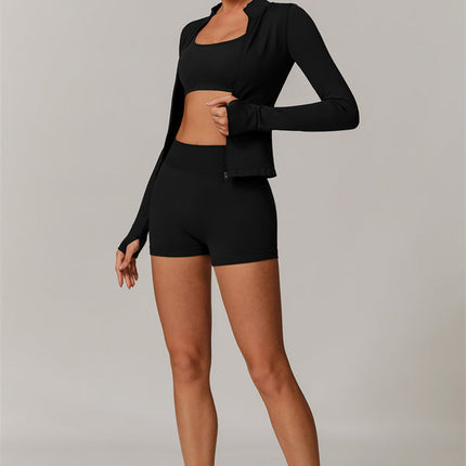 The Nova Luxe Jacket Sports Bra Shorts 3-Piece Set