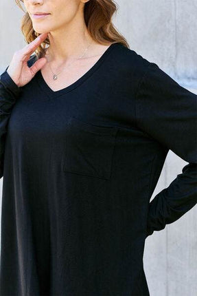 Basic Bae Full Size V-Neck Long Sleeve Women Top