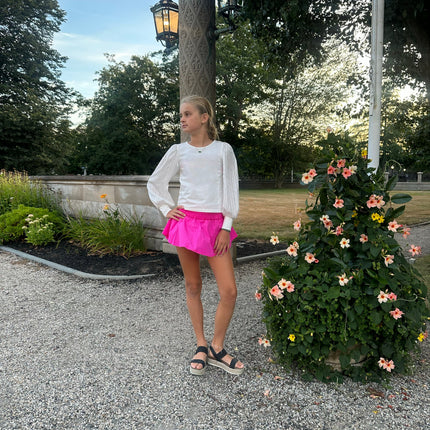 AA Fuchsia Gathered Double-layer Mini Skort
