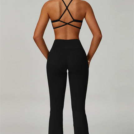 The Bold Cross Back Sports Bra Flared Leggings 2-Piece Set