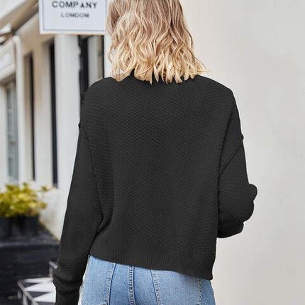 Button Down Exposed Seam Women Cardigan