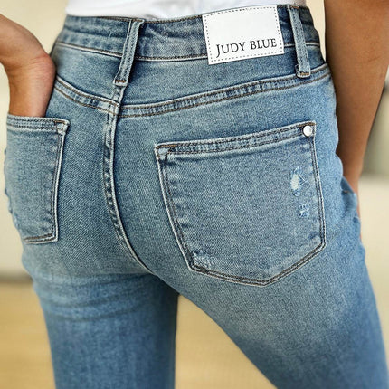 Judy Blue Full Size Mid Rise Destroyed Hem Distressed Women Jeans