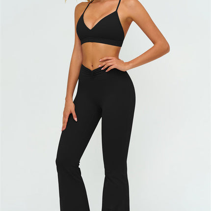 The Lushness Y-Back Sports Bra Flared Leggings 2-Piece Set