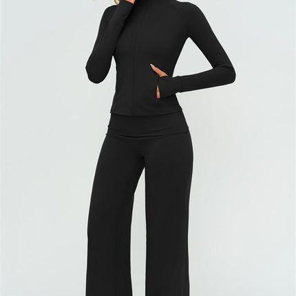 The Twirl Zip Jacket Halter Tank Top Leggings 3-Piece Set