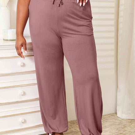 Basic Bae Full Size Soft Rayon Drawstring Women Waist Pants with Pockets