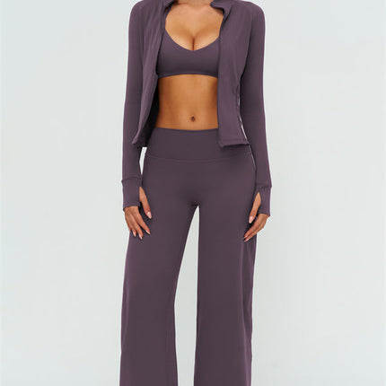 The Twirl Zip Jacket Sports Bra New Straight Leg Pants 3-Piece Set
