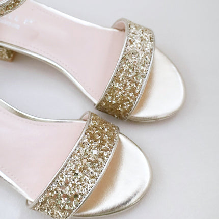 Rock Glitter Low Block Heel Girls Sandals