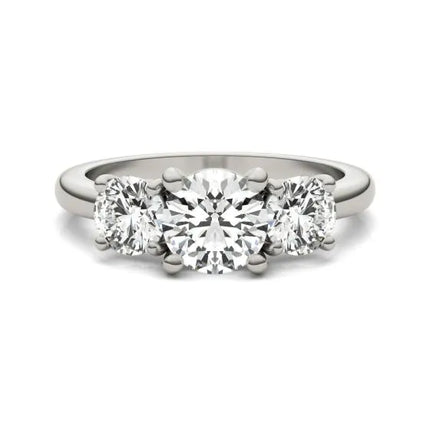 AGI Certified 2 CTW Classic Three-Stone Round Lab Grown Diamond (G-VS) Engagement Ring in 14K White Gold