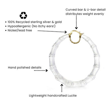 XL Lime Green Lucite Bamboo Hoop Earrings