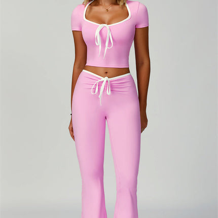 The Skyline Tie Top Flared Leggings Headband 3-Piece Set