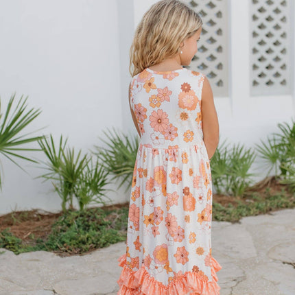 Girls 3 Tiered Terra Cotta Spring Summer Ruffles Dress