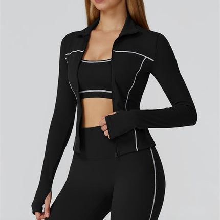 The Venus Zip Top Sports Bra Leggings 3-Piece Set
