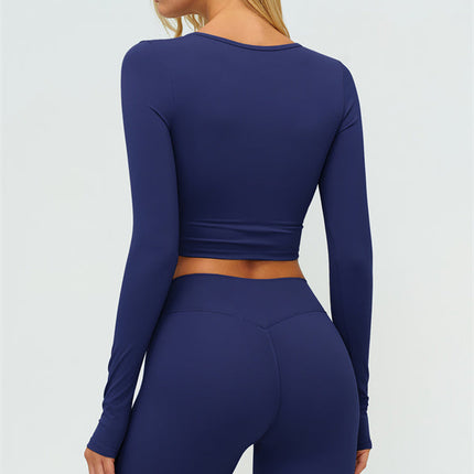 The Lushness Long Sleeve Crop Top Flared Leggings 2-Piece Set