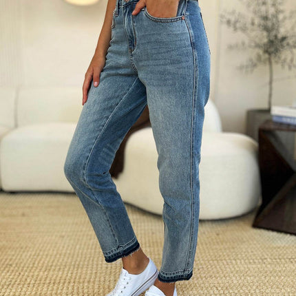 Judy Blue Full Size Mid Rise Rigid Magic Release Hem Women Jeans