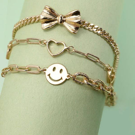 MULTI LAYER BOW SMILEY BRACELETS | 80B154