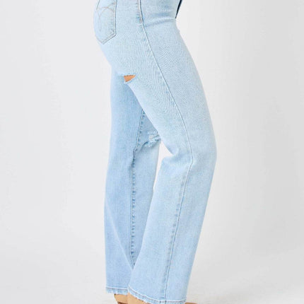 Judy Blue Full Size High Waist Distressed Straight Women Jeans