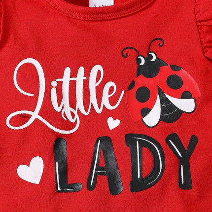 Children's Headband, Round Neck Ruffle Sleeve Top and Pants Set