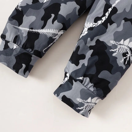 Children's Striped Hooded Bodysuit and Camouflage Pants Set