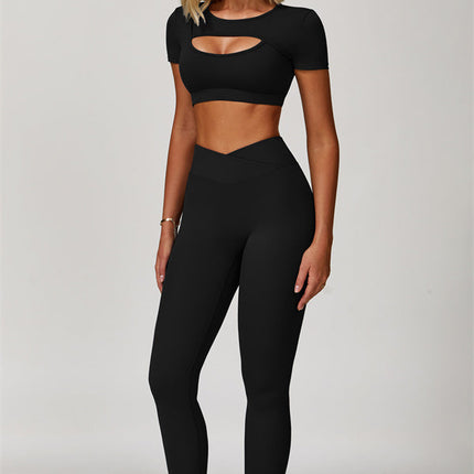 The Lavish Cut-out Crop Top Leggings 2-Piece Set