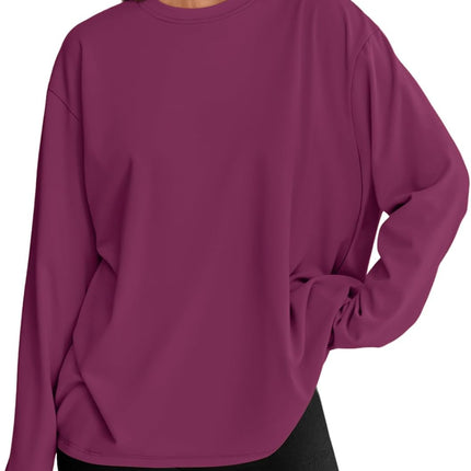 Women's Oversized Long Sleeve T-Shirt Casual Crewneck Basic Tee