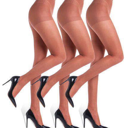 Women's 20D Sheer Control Top Pantyhose - 3 Pack Ultra Thin Tights with Reinforced Toes