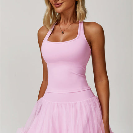 The Dynamic Crop Top Mesh Tennis Skirt 2-Piece Set