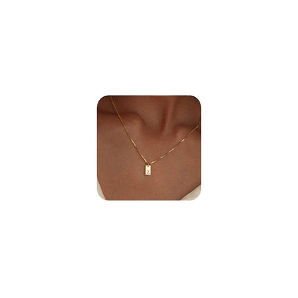 14K Gold Plated Initial Letter Necklace - Personalized Dainty Name Pendant