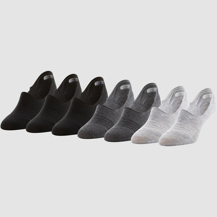 Womens Peds 12 Pairs Midcut Lightweight Gel Heel Grip Grey/Charcoal/Black