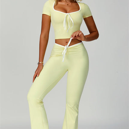 The Skyline Tie Top Flared Leggings Headband 3-Piece Set