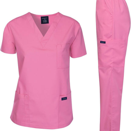 Medical Scrubs Set Unisex - V-Neck Top and Elastic Waist Pants Uniform for Healthcare Workers