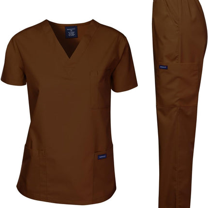 Medical Scrubs Set Unisex - V-Neck Top and Elastic Waist Pants Uniform for Healthcare Workers