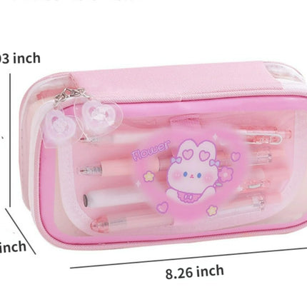 Cute Kawaii Pencil Case - Large Capacity Multilayer Rabbit Design Pen Pouch Gift