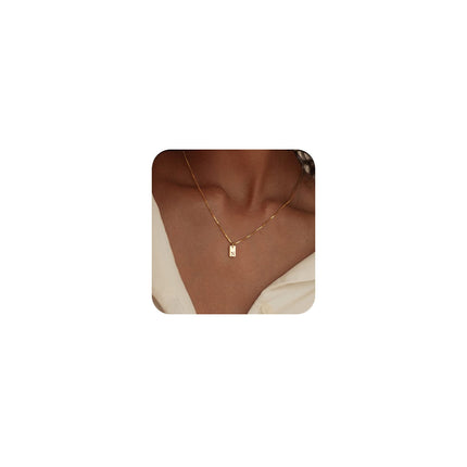 14K Gold Plated Initial Letter Necklace - Personalized Dainty Name Pendant
