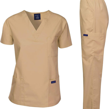 Medical Scrubs Set Unisex - V-Neck Top and Elastic Waist Pants Uniform for Healthcare Workers