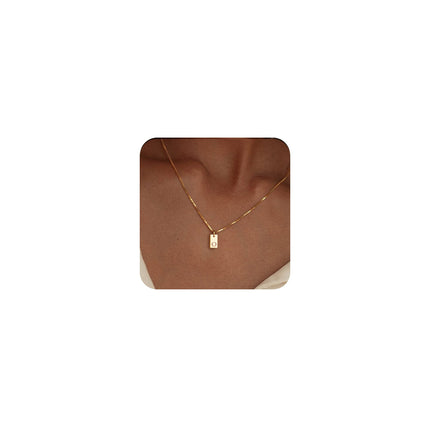 14K Gold Plated Initial Letter Necklace - Personalized Dainty Name Pendant