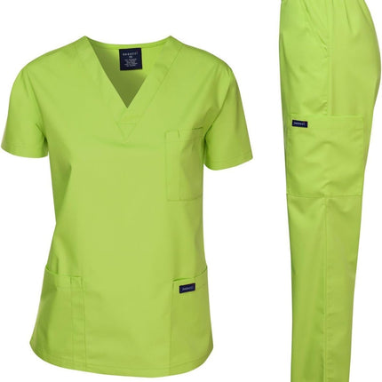 Medical Scrubs Set Unisex - V-Neck Top and Elastic Waist Pants Uniform for Healthcare Workers