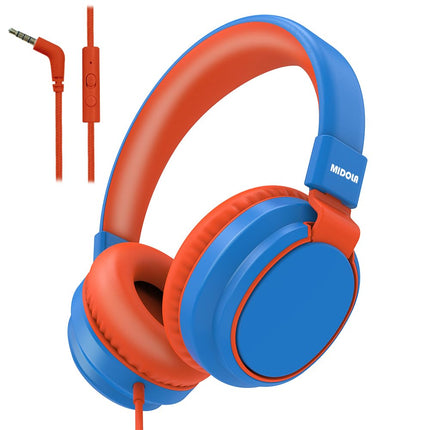 Kids Headphones Volume Limited 85/94dB - Wired Over-Ear Foldable Headset with Microphone Pink