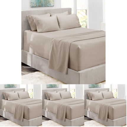 King Size Deep Pocket Sheet Set 6 Piece - Extra Deep Fitted Sheets 18-24 Inch Microfiber Linen