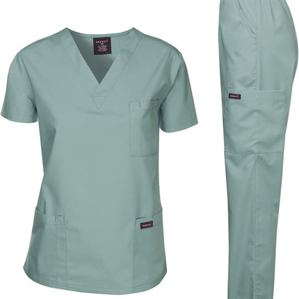 Medical Scrubs Set Unisex - V-Neck Top and Elastic Waist Pants Uniform for Healthcare Workers