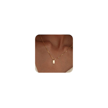 14K Gold Plated Initial Letter Necklace - Personalized Dainty Name Pendant