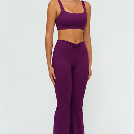 The Lushness V-Back Sports Bra Flared Leggings 2-Piece Set