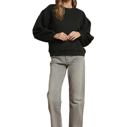 Round Neck Sweatshirt with Pleated Detail
