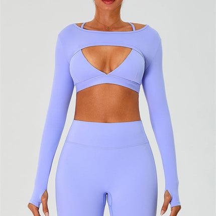 The Ember Sports Bra Crop Top Flared Leggings 3-Piece Set
