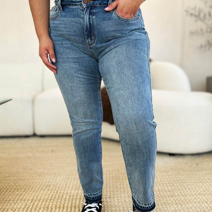 Judy Blue Full Size Mid Rise Rigid Magic Release Hem Women Jeans