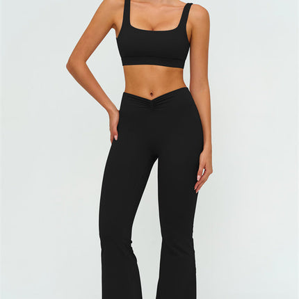 The Lushness V-Back Sports Bra Flared Leggings 2-Piece Set