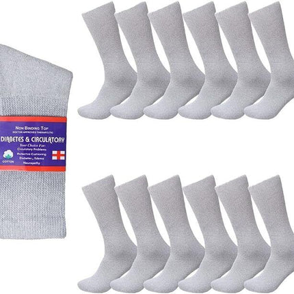 Diabetic Socks, Non-Binding Circulatory Cushion Cotton Crew Socks for Men Women