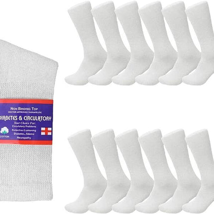 Diabetic Socks, Non-Binding Circulatory Cushion Cotton Crew Socks for Men Women