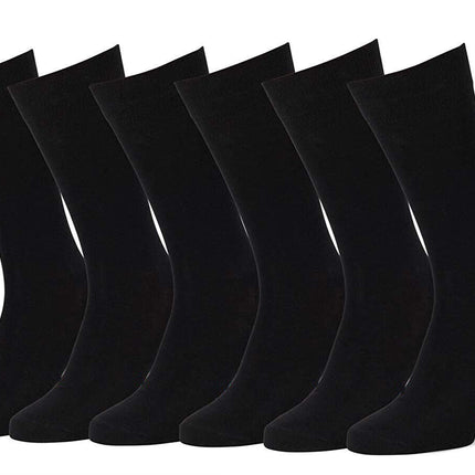 New 6 Pairs Mens Black Classic Dress Socks Calf Casual Fashion Crew Solid Sox
